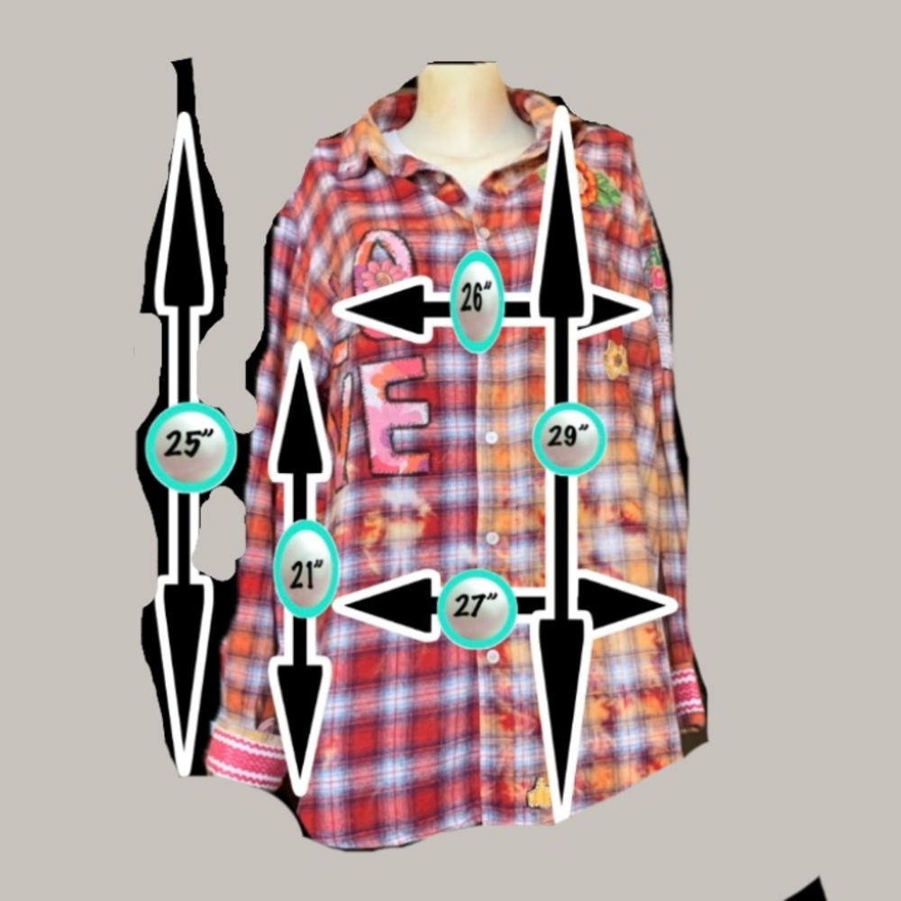 Upcycled Plaid Multicolor Boyfriend Shirt with Detachable Hip Bigfoot with Fur. - Picture 13 of 13